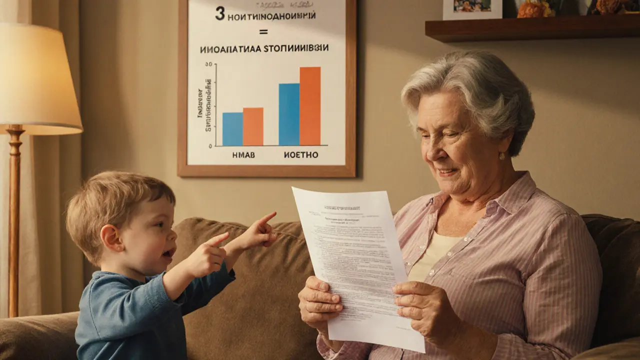 Женщина изучает кредитный договор, рядом с ней плакат объясняет, что такое ПСК и как избежать обмана.