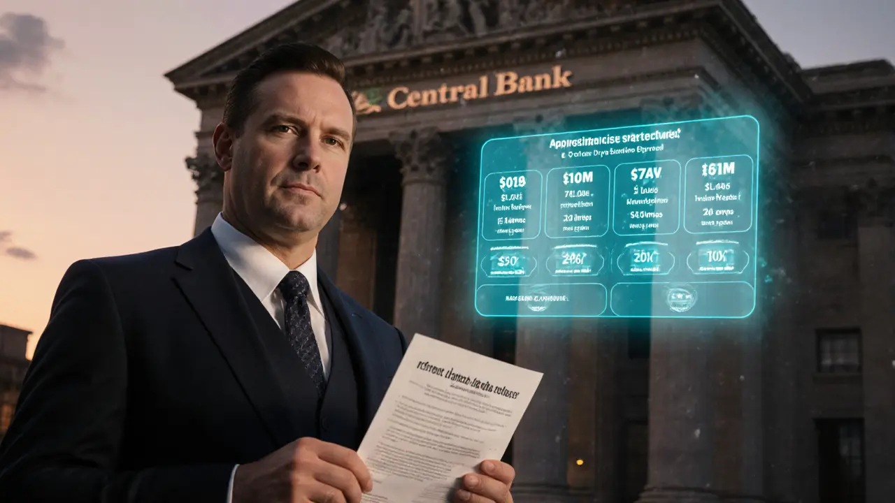 Мужчина держит уведомление об одобрении кредита, а в воздухе — прозрачные условия займов.