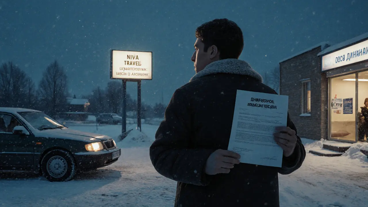 Мужчина стоит перед пустым автосалоном с одобренной субсидией, но без нужной машины.