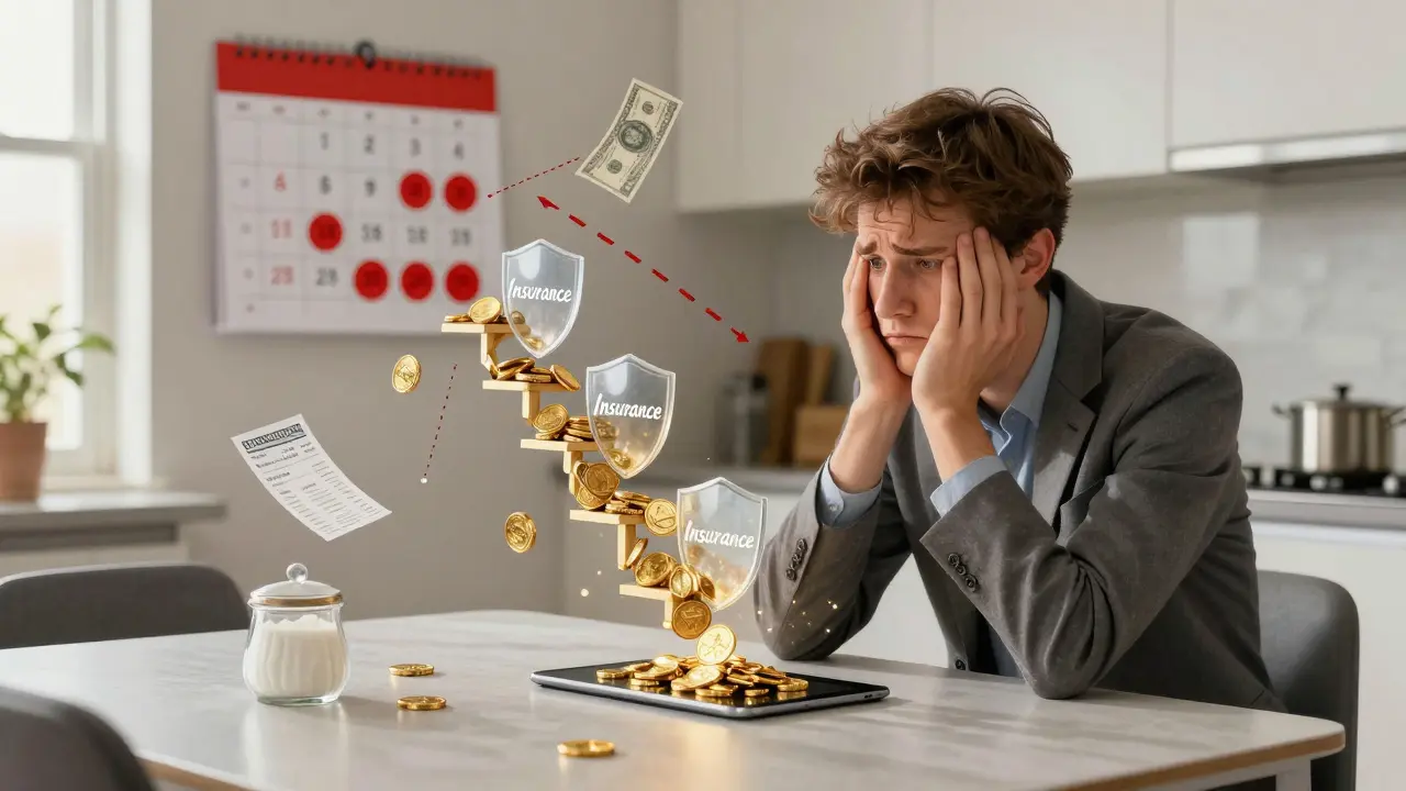 Молодой человек выбирает вклад на планшете с защитными щитами вокруг монет