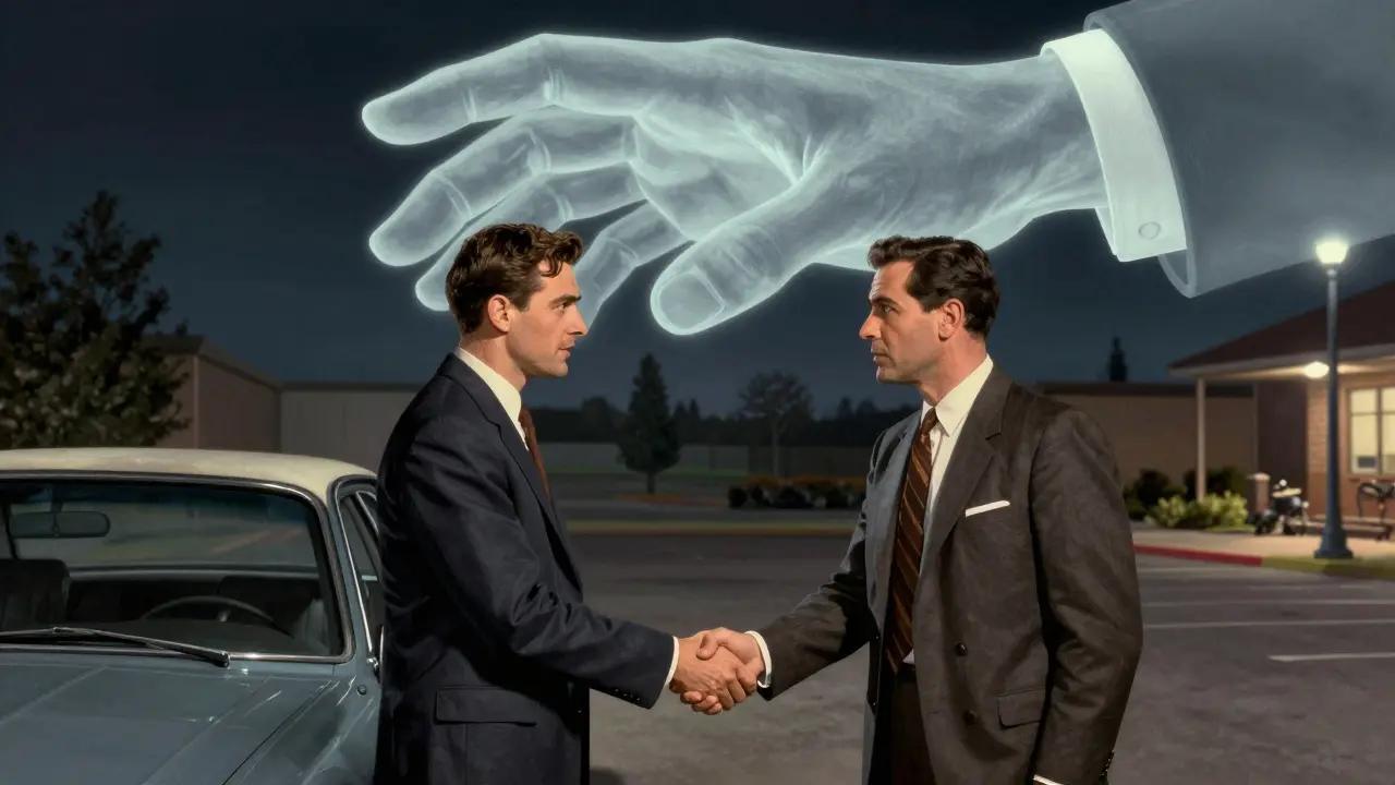 Двое мужчин заключают рискованную сделку по продаже машины в обход банка